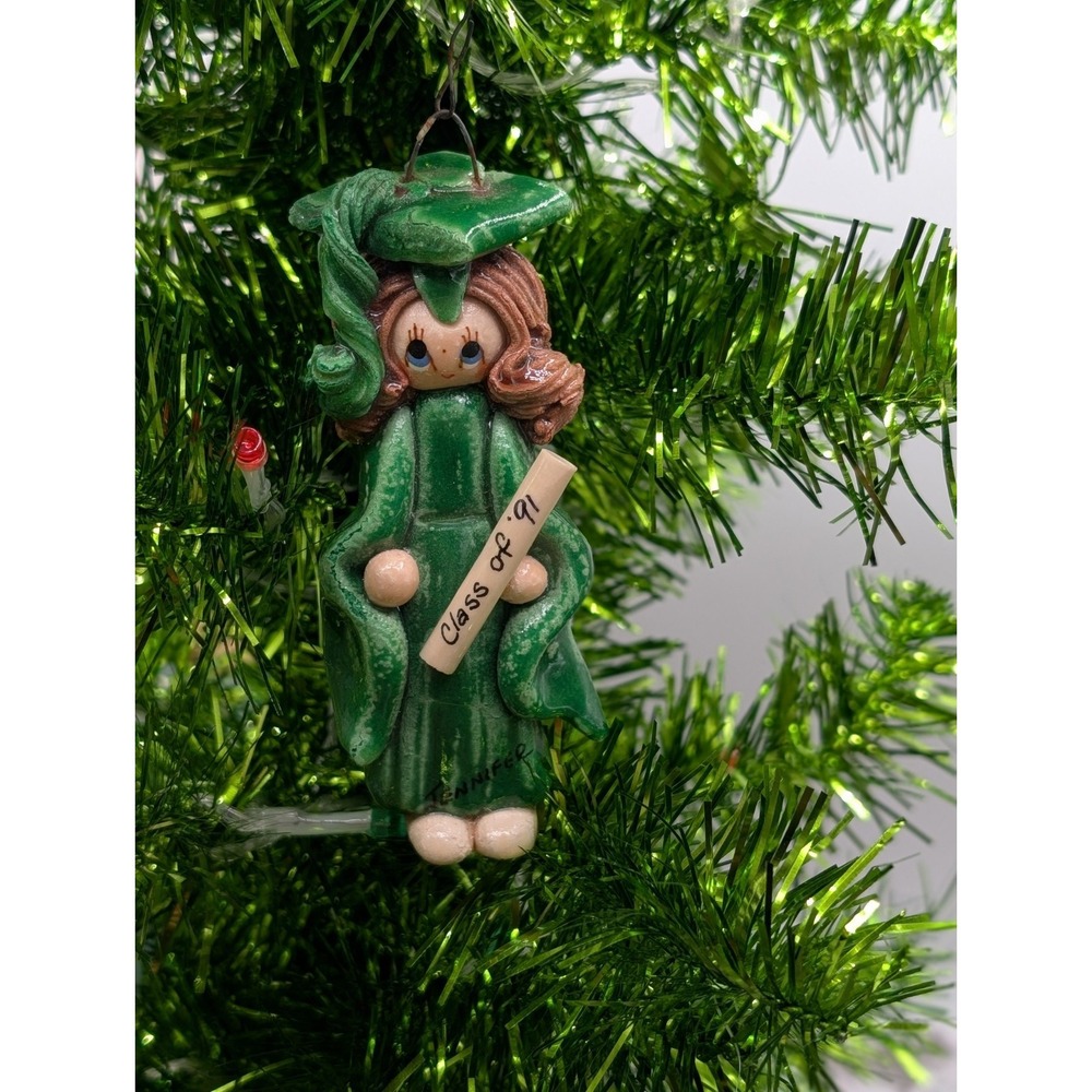 Class Of '91 Jennifer Handmade Polymer Clay Female Graduate Christmas Ornament